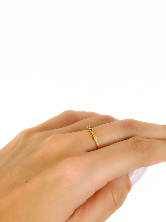 ANILLO CHAPADO EN ORO THREE ELEMENTS - SERA